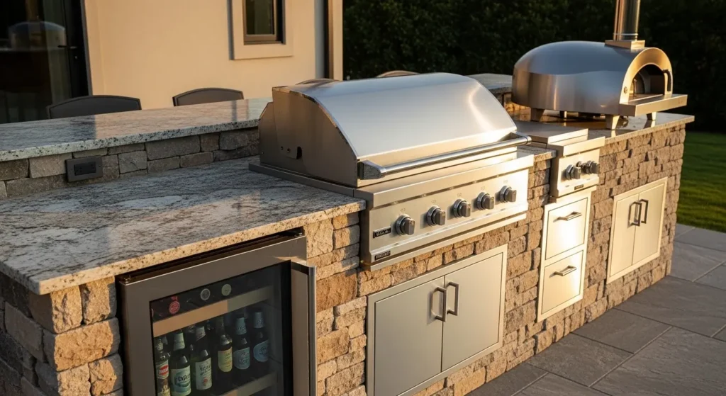 Outdoor kitchen with stone count