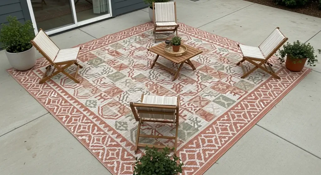 Outdoor rug transforms patio