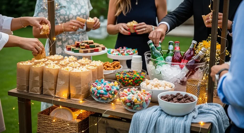 Outdoor snack station movie night