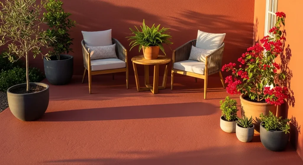 Painted cement patio transformed