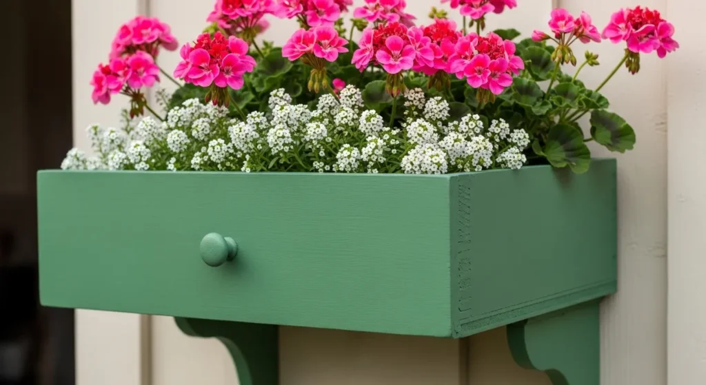Painted drawer with flowers