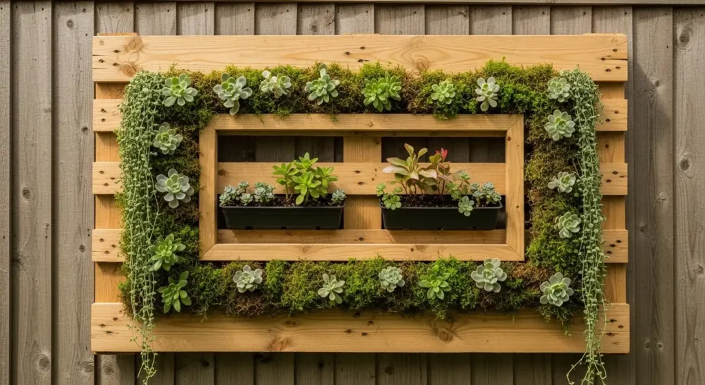 Pallet garden with succulents