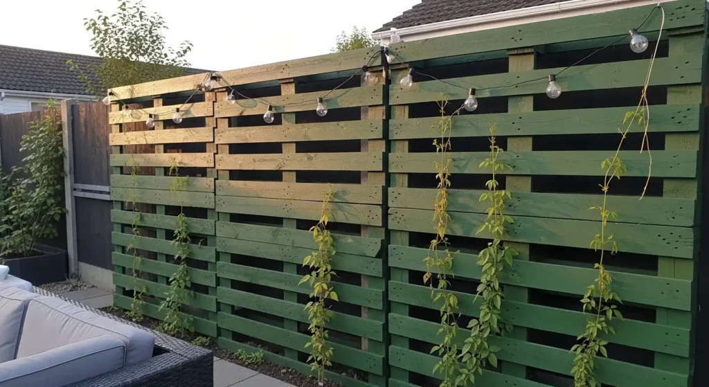 Pallets creating garden privacy