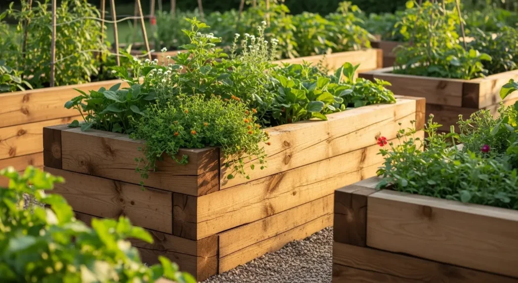 sleeper garden ideas with raised bed