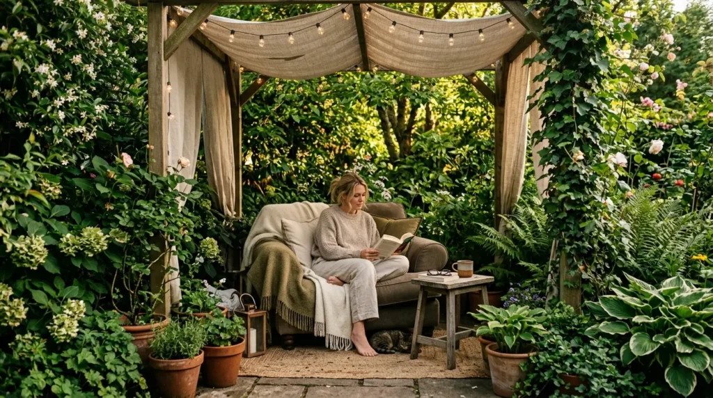 Reading cabana in garden