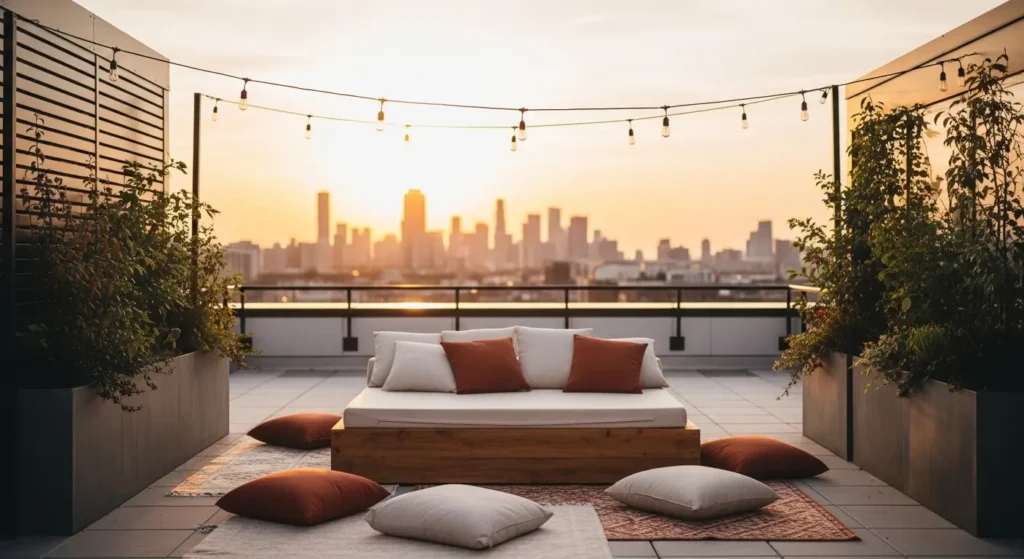 Rooftop sunset lounge terrace
