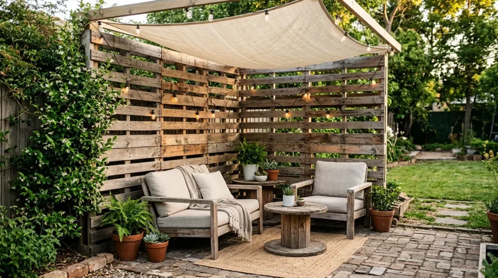 Rustic pallet cabana backyard