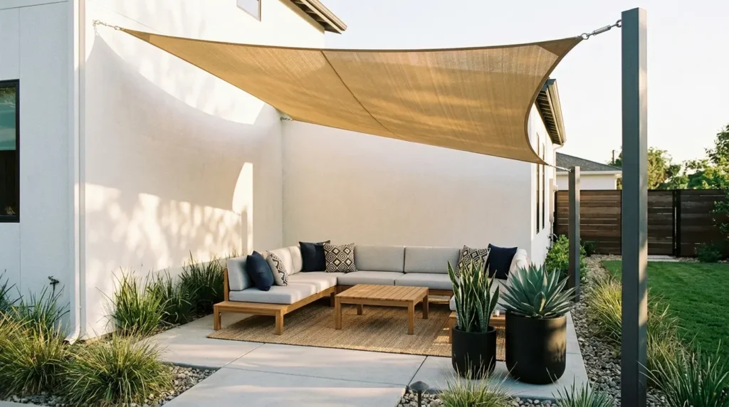 Shade sail cabana backyard