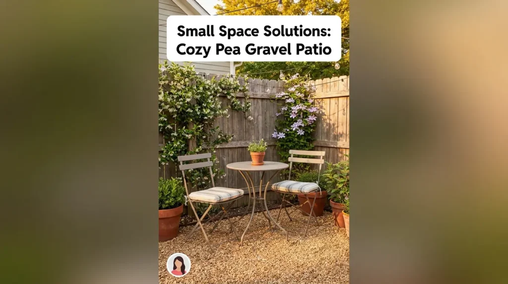 Small backyard pea gravel patio