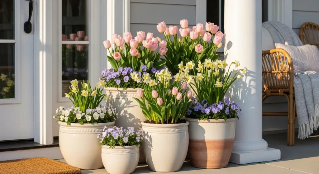 Spring porch planter display