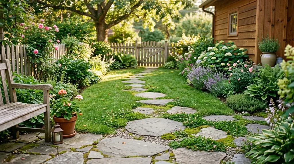 Stepping stones in backyard path