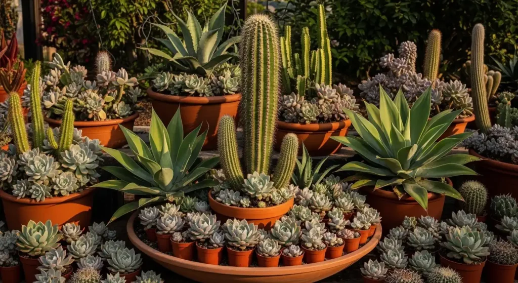 Succulents and cacti display