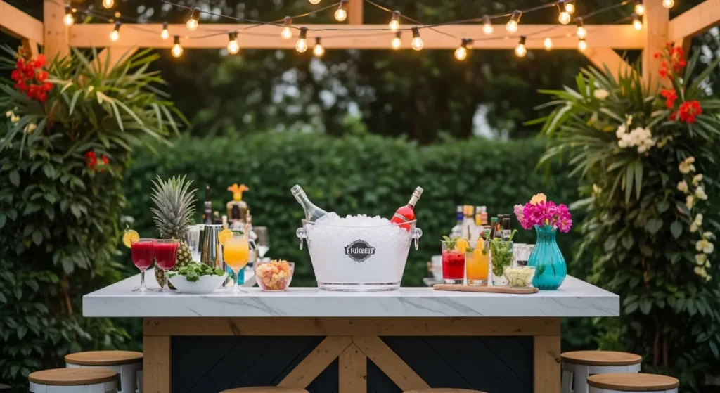 Summer party garden bar setup