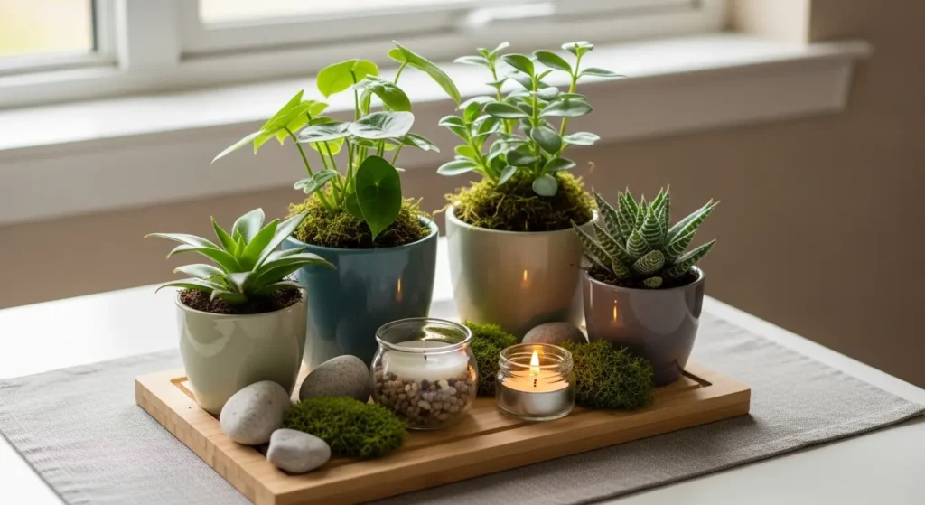 Tabletop garden with plants