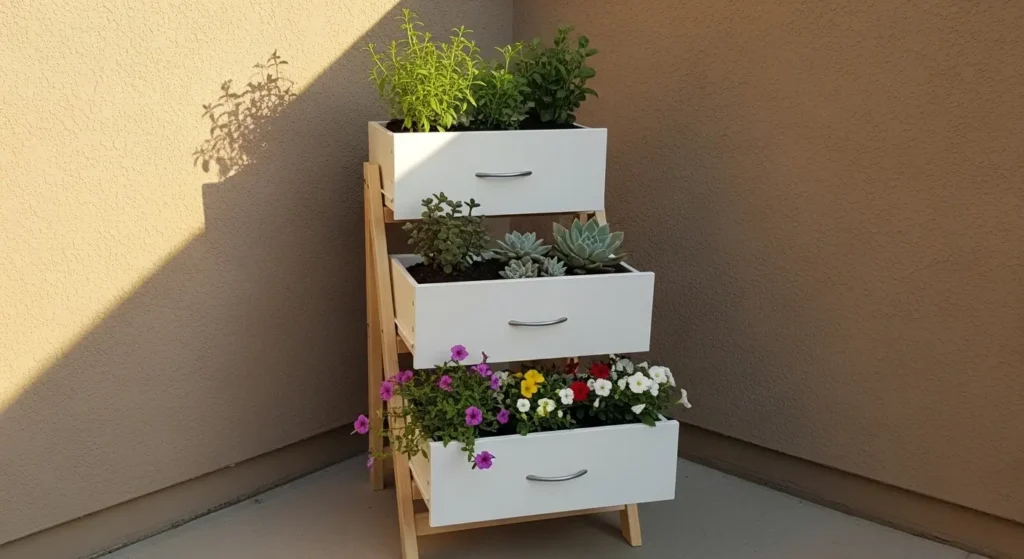 Tiered drawer stand garden display