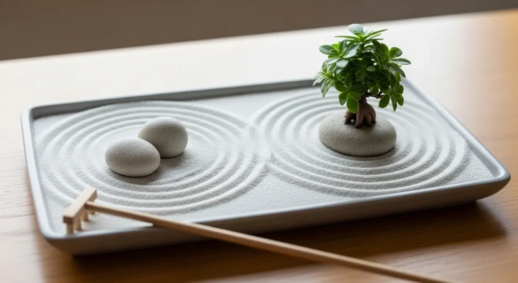 Tiny zen garden on desk