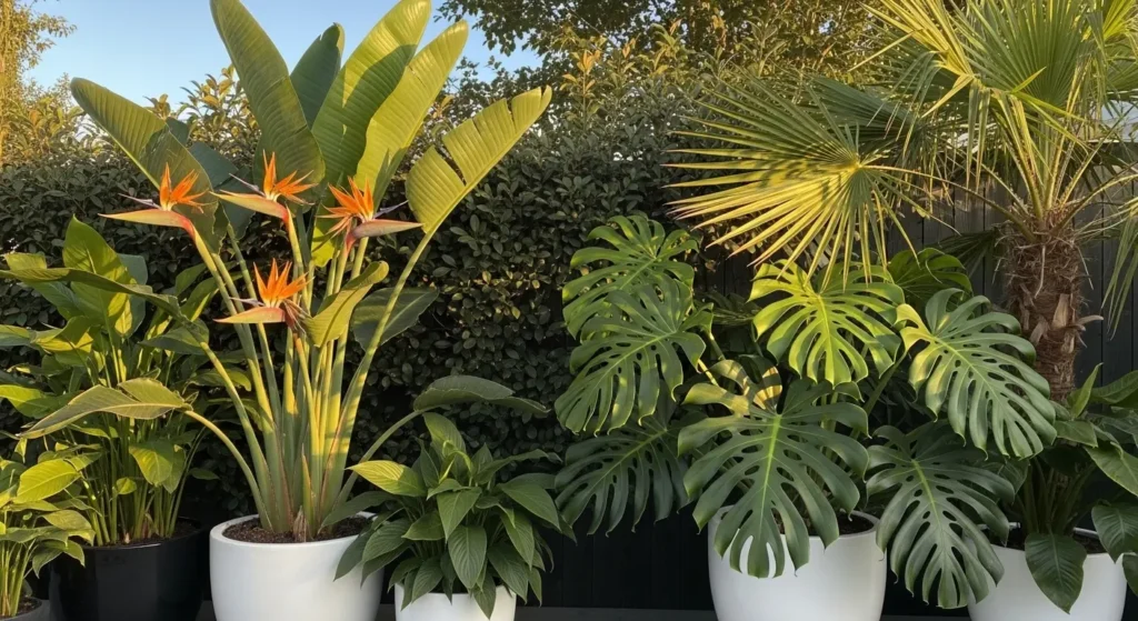 Tropical plants on patio