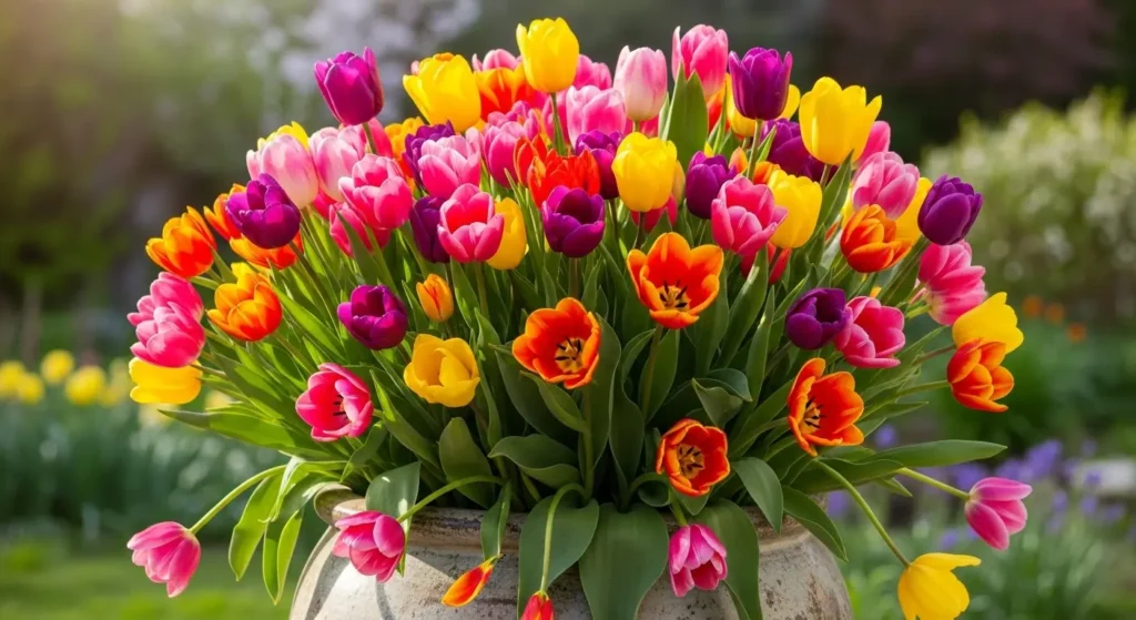 Tulip planter overflowing
