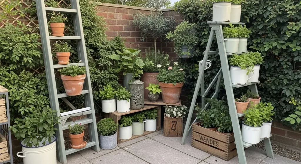 Upcycled garden corner cohesive