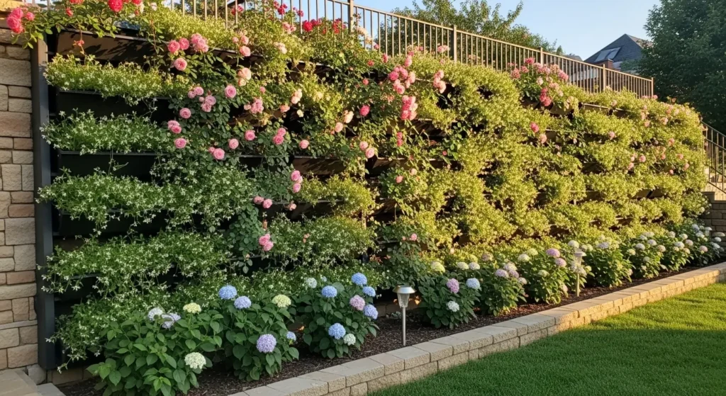 Vertical planting wall backyard