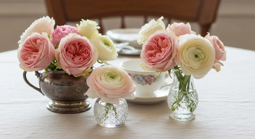 Vintage spring table centerpiece