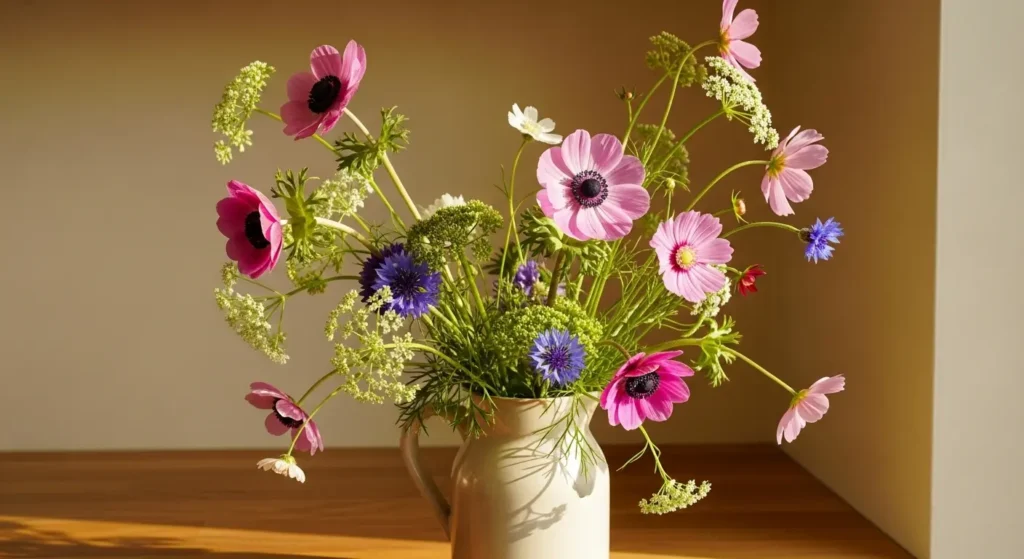 Wildflower arrangement in potter