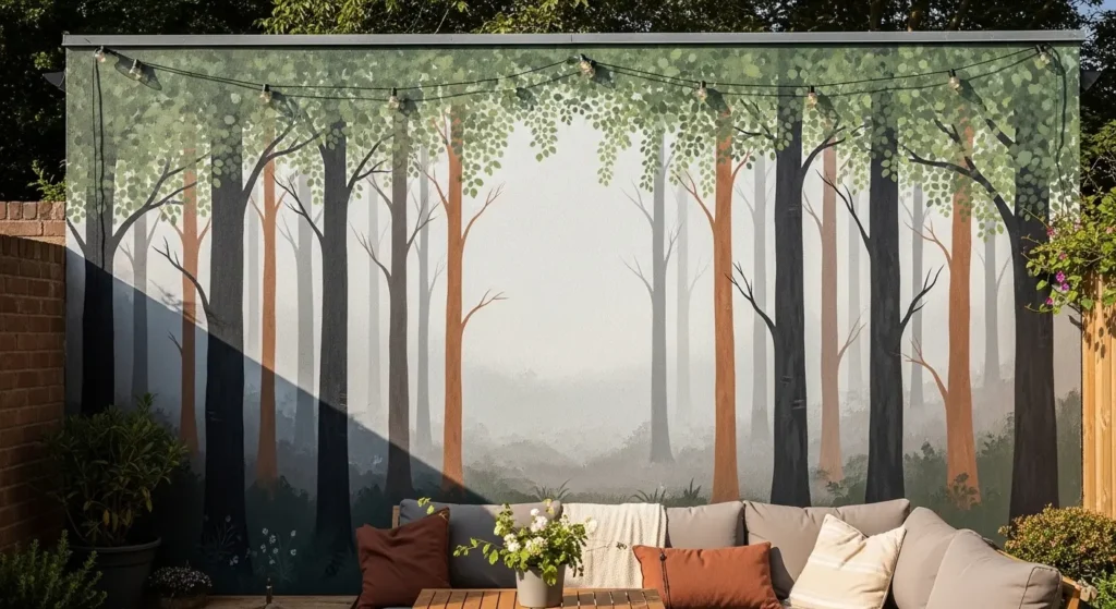 Woodland backyard wall mural forest