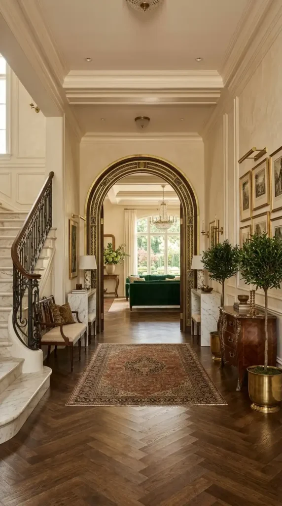 Arched doorway with metal inlay