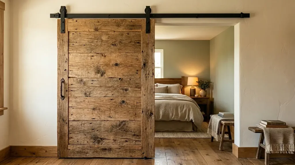 Barn door bedroom entrance timber