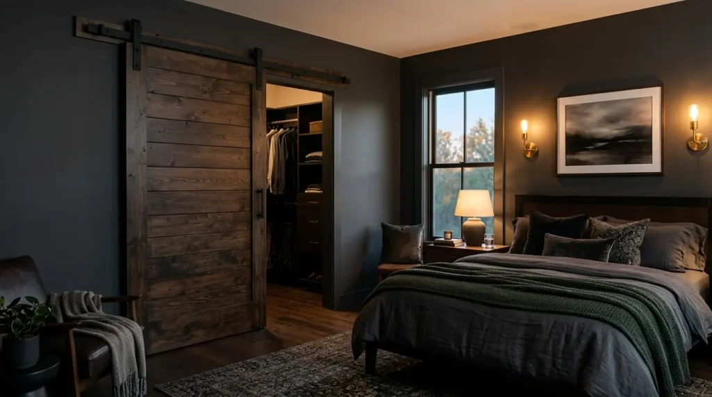 Barn door bedroom ideas dark
