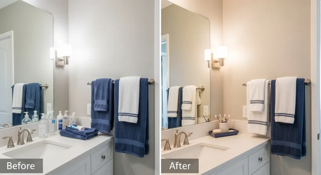 Bathroom before and after