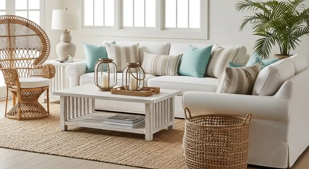 Beachy coastal living room