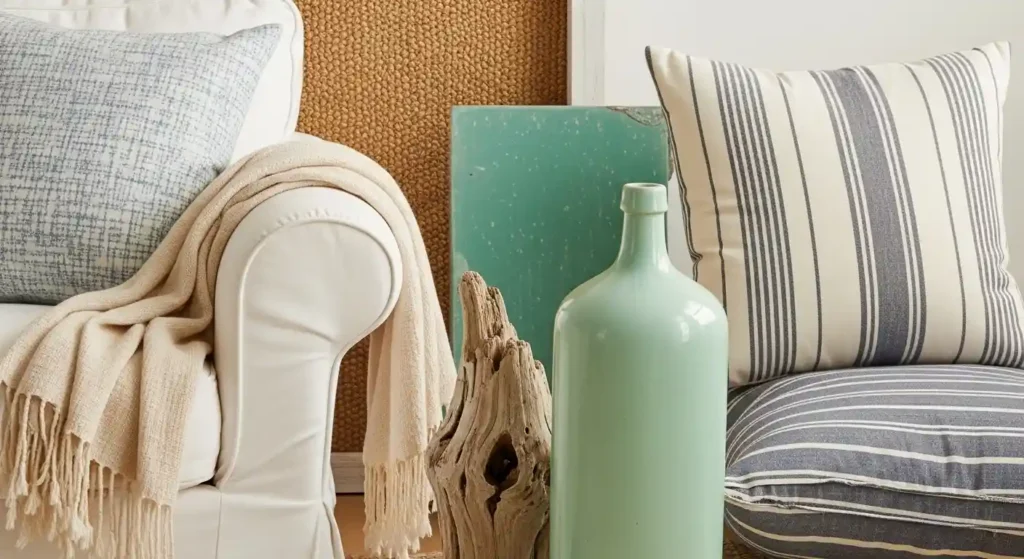 Beachy coastal living room palette