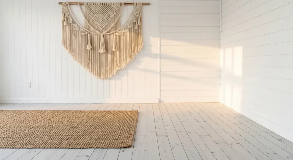 Beachy coastal living room walls
