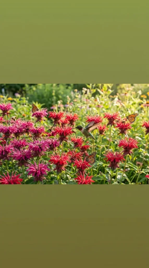 Bee balm flowers attracting