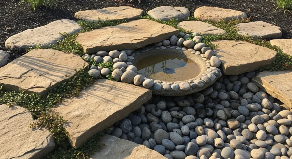 Bird bath natural stone surround