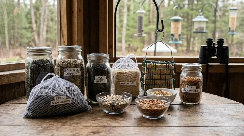 Bird feeding supplies variety