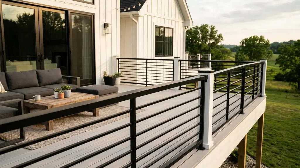 Black aluminum railing deck