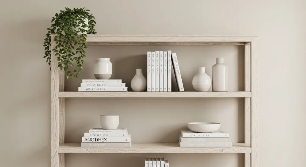 Bleached timber bookcase