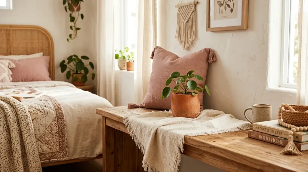 Boho bedroom color palette elements