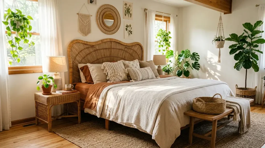 Boho bedroom rattan furniture