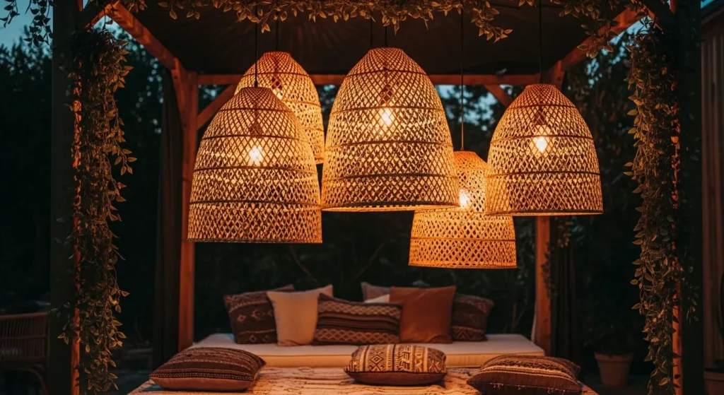 Boho hanging lamps outdoor lounge