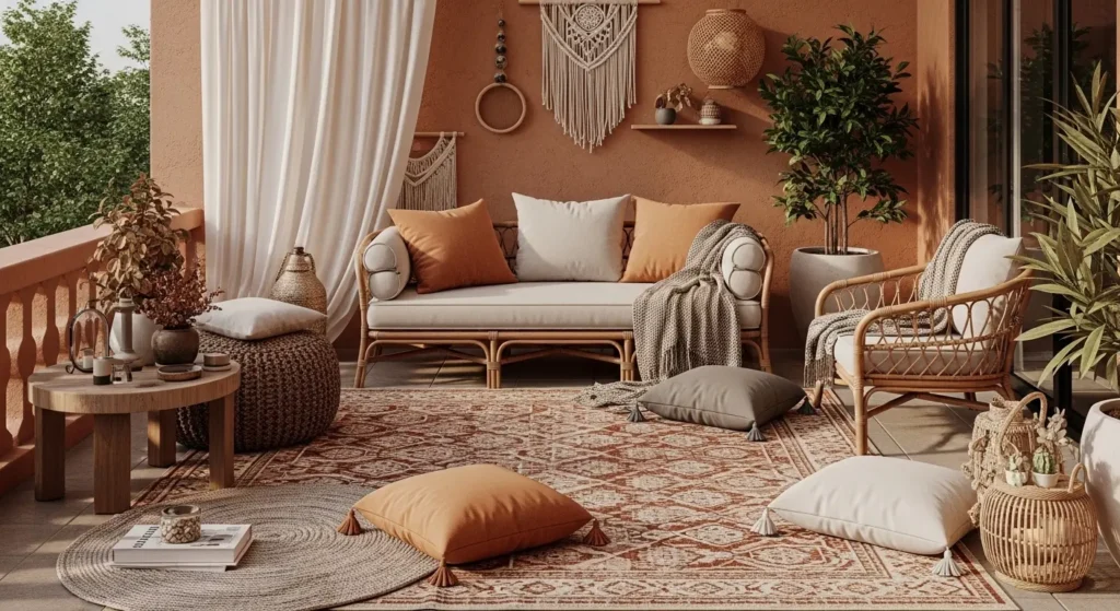 Boho patio earth tone palette