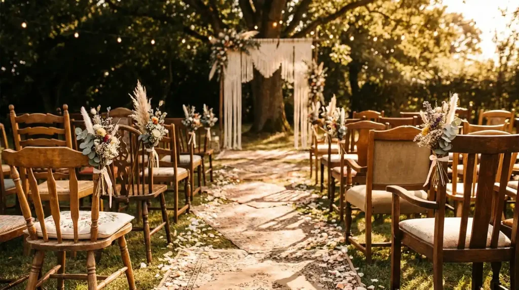 Boho wedding chairs mismatched