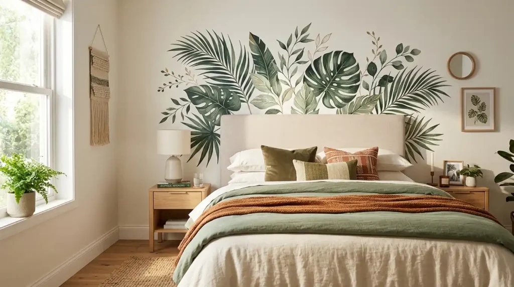 Botanical leaf wall decal bedroom