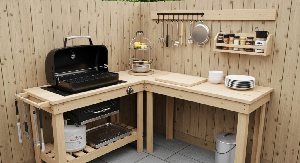 Budget BBQ corner patio setup