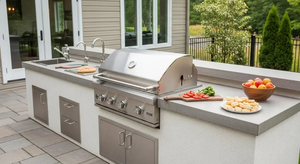 Built-in grill station patio