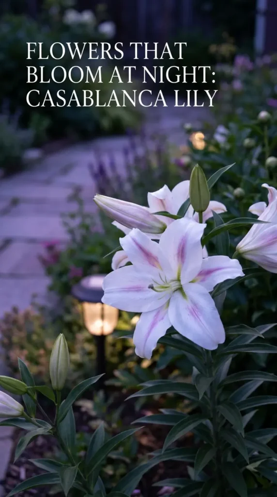Casablanca lily blooming at dusk