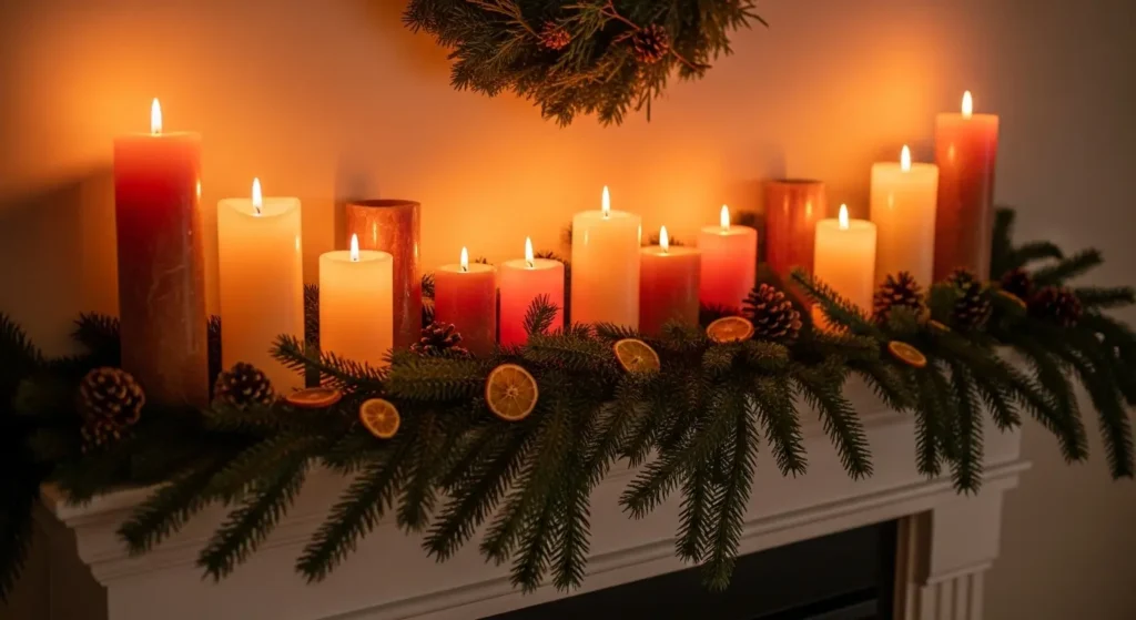 Christmas living room mantel