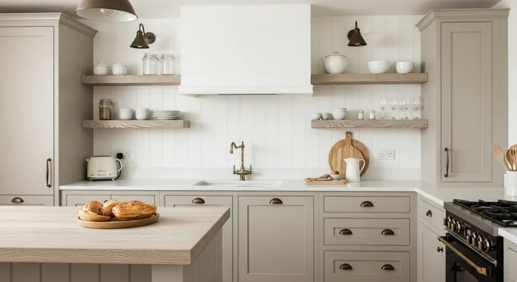 Coastal cottage kitchen greige